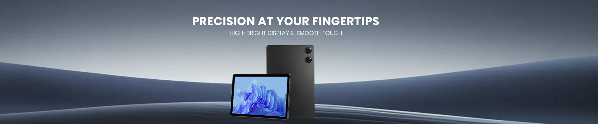 Wintouch Android tablet banner with high-bright display and smooth touch message