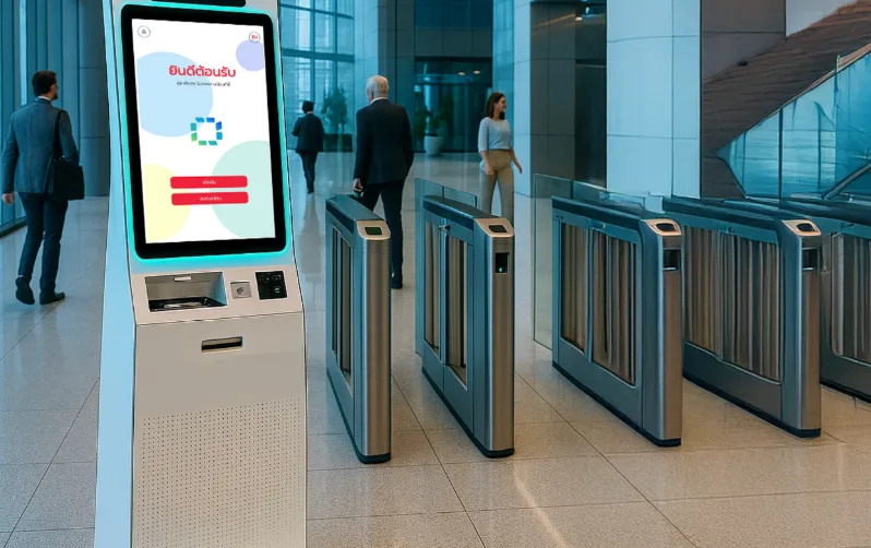 Government self-service kiosk application using a 21.5-inch industrial touch display