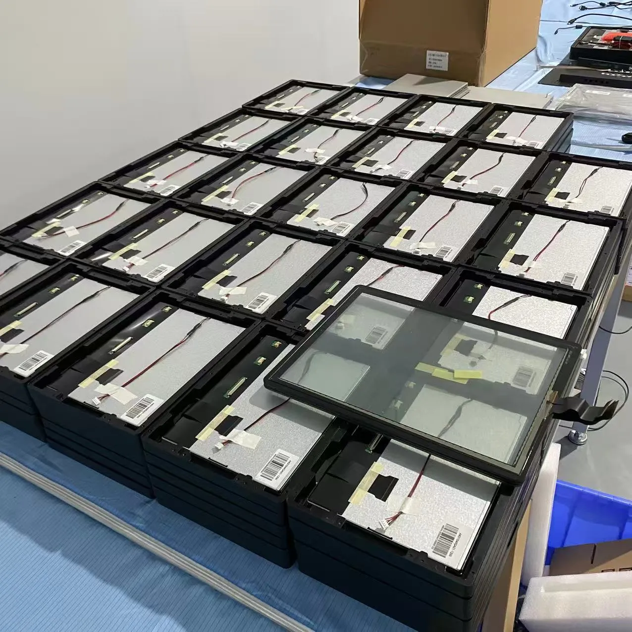 Close-up of tablet internal components during assembly