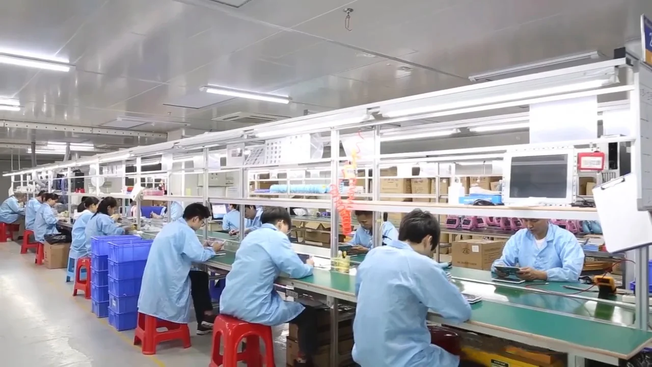 Wintouch Android tablet production line — main assembly floor