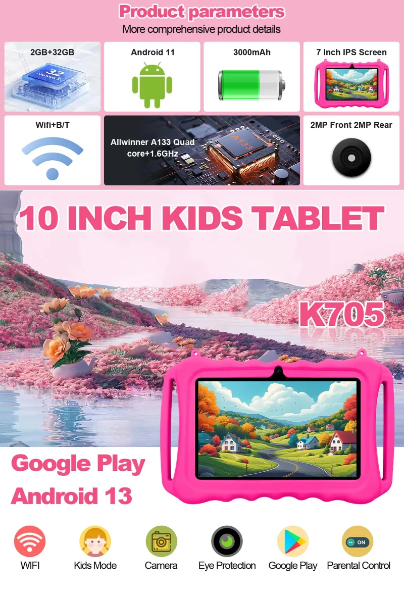 Wintouch K705 Kids Tablet 7-inch IPS — connectivity and ports
