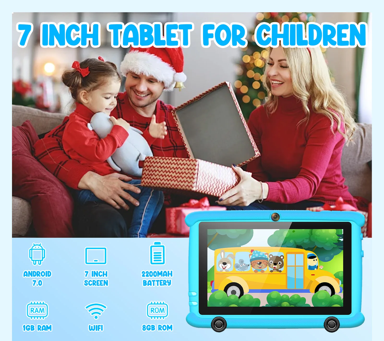 Wintouch Q708 Kids Tablet 7-inch IPS — accessories included