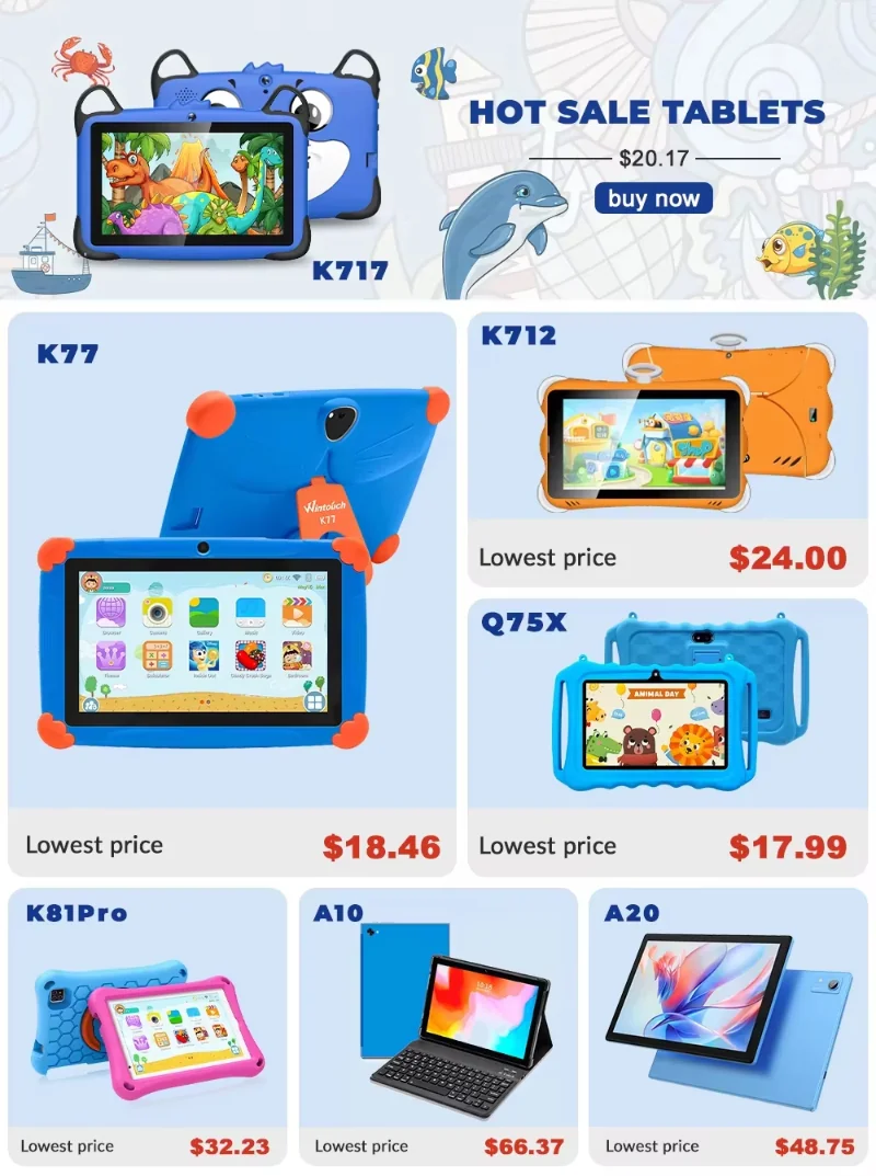 Wintouch T710 Kids Tablet 7-inch IPS — accessories included