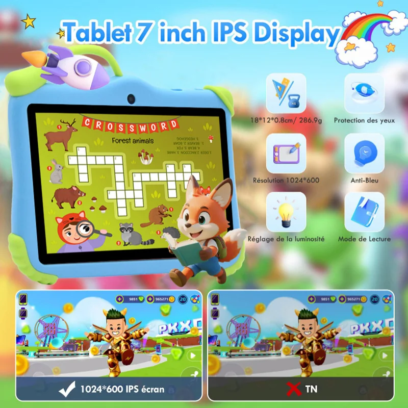 Wintouch T730 Kids Tablet 7-inch IPS — angled view