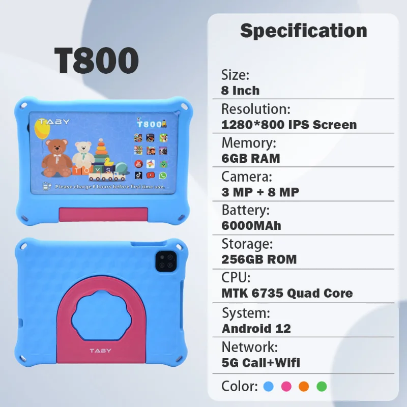 Wintouch T800 Kids Tablet 8-inch IPS — back view