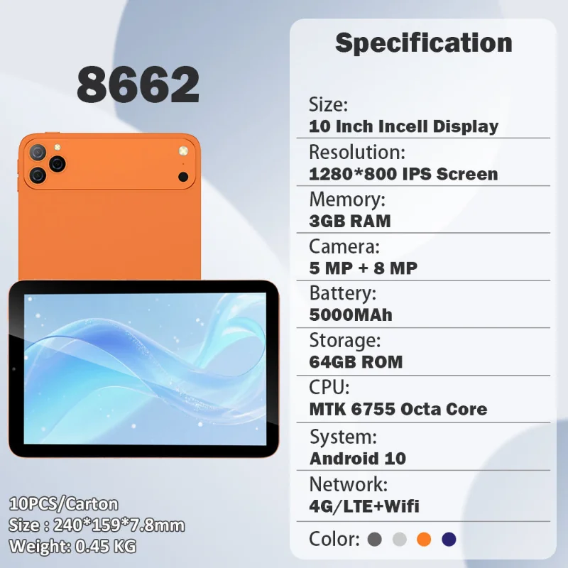 Wintouch WT8662 Tablet 10.1-inch IPS — back view